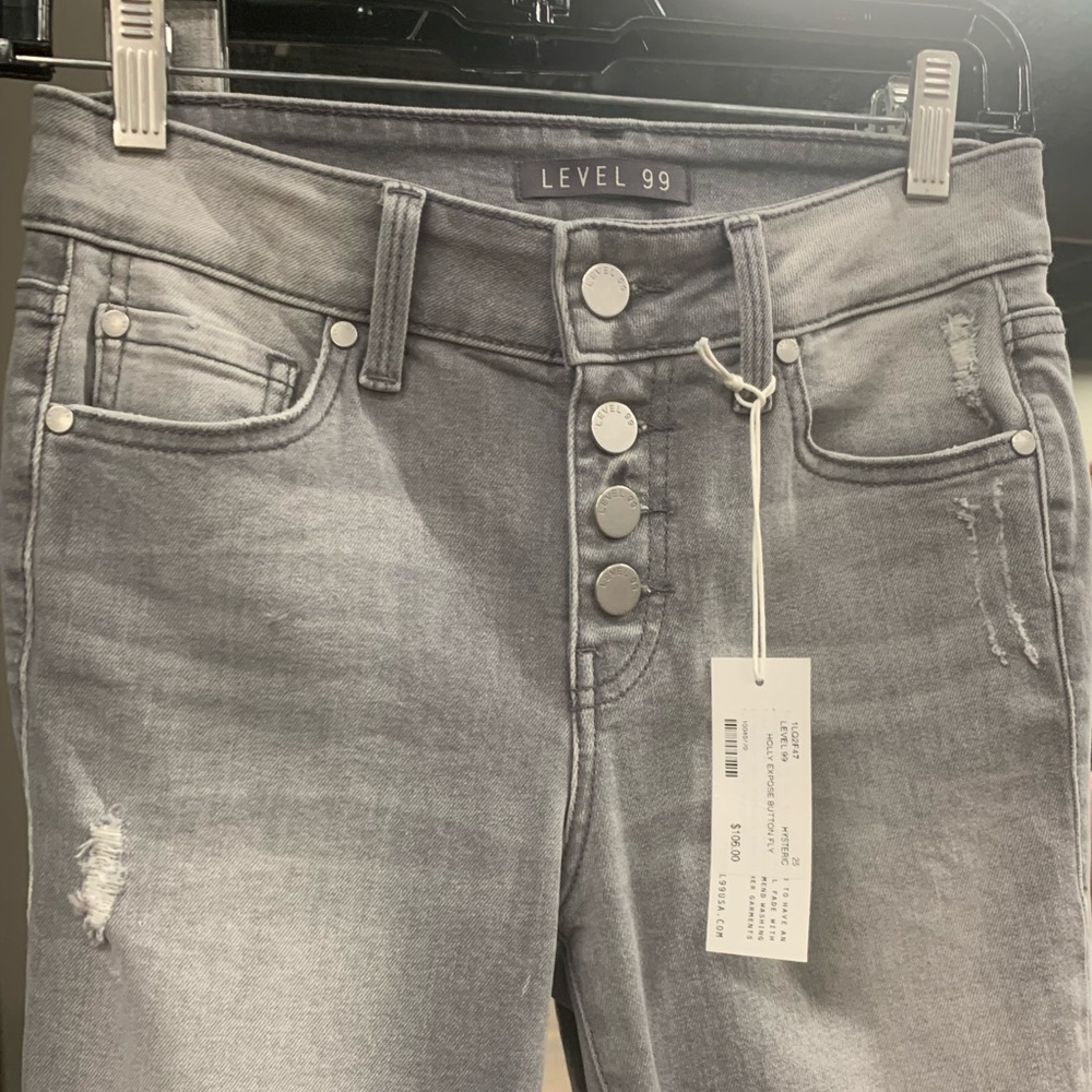 Holly exposed button fly grey jeans, hysteric wash